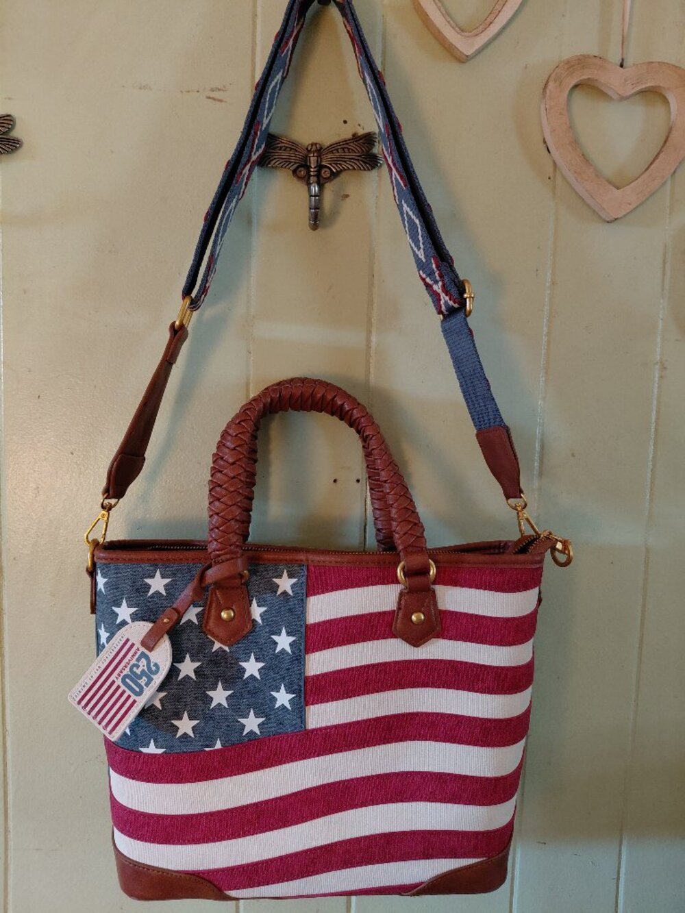 Montana West Limited Edition Vintage Patriotic Shoulder with Braided Top Handles